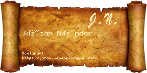 Józan Nándor névjegykártya